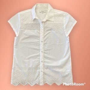 Madewell, White cotton button down with peekaboo detailing